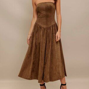 Faux Suede Midi Dress